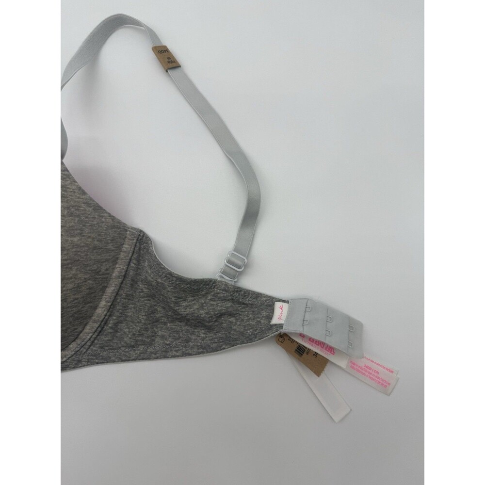 Victoria's Secret PINK Push UP Bra 34DD Gray Heather T-shirt Lightly Lined NWT - Picture 2 of 9